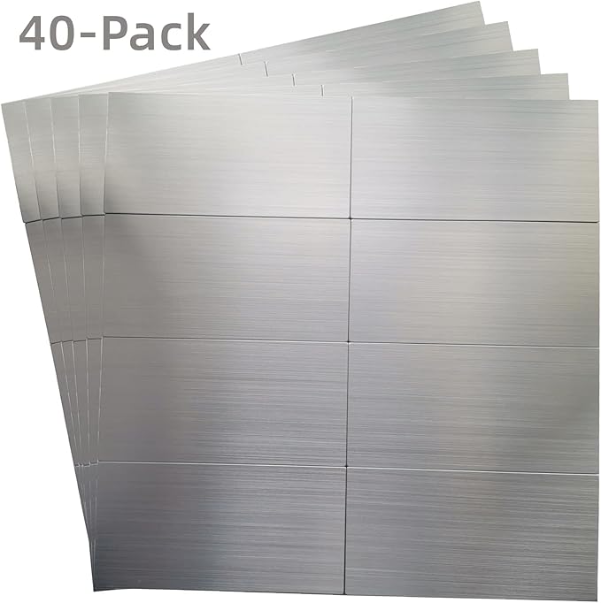 40-Pack 3"x6" Brushed Silver Aluminum Peel and Stick Tile Backsplash Panels (Brushed Aluminum)