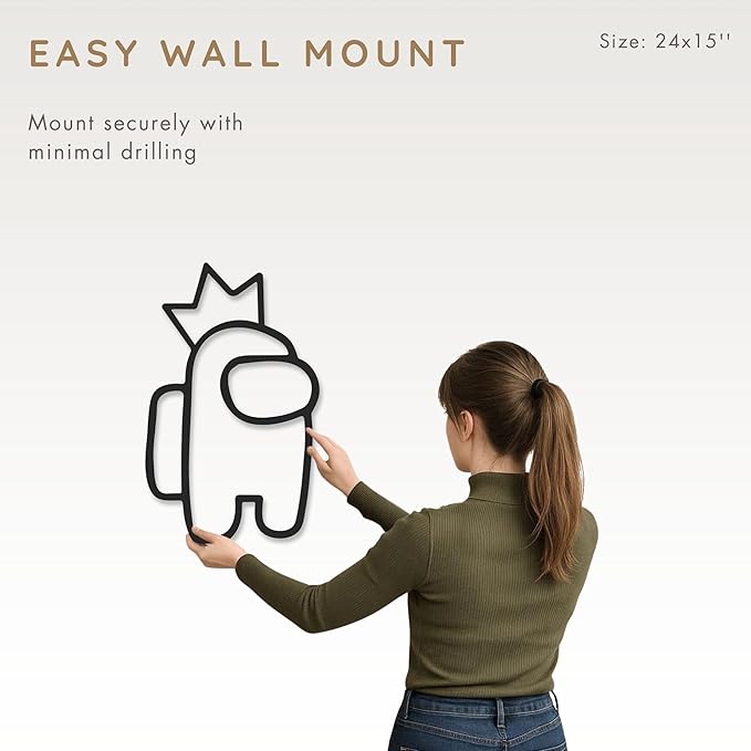 Wita Home Among Us Crowned LED Metal Wall Art, Neon Style Light Sculpture for Kids Room or Gaming Setup, Colorful Backlit Decor for Bedroom, Playroom, or Game Room (24x15 inches)