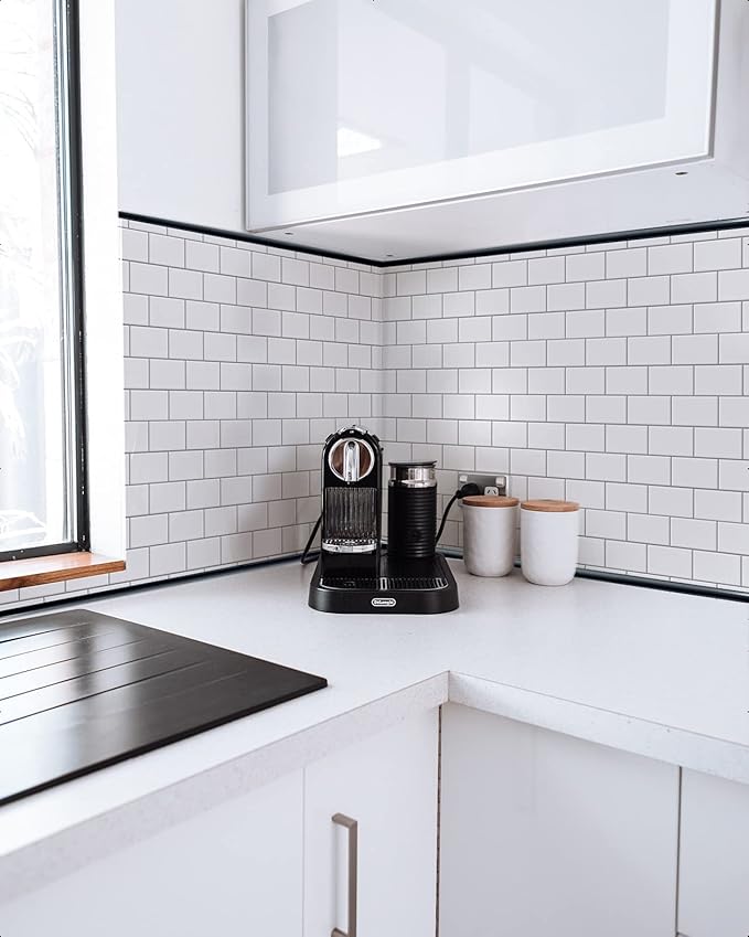 Art3d 10 Ft Peel and Stick Trim for Backsplash Tile Edge, Self-Adhesive Liner for Corner Decor in Black