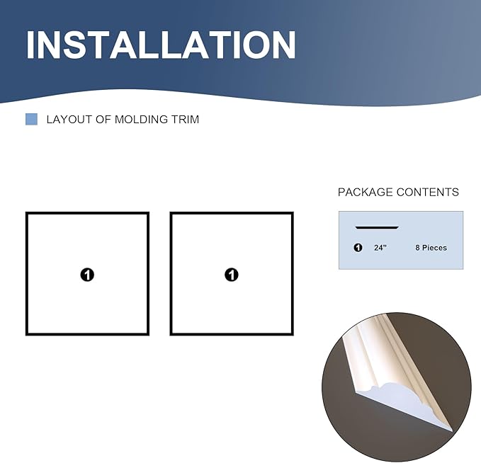 NeatiEase 2 Set Peel and Stick Wall Molding Trim Kit, 24" x24" Premade Wainscoting Panels, Self Adhesive Moulding Panel for Interior Walls Picture Frame