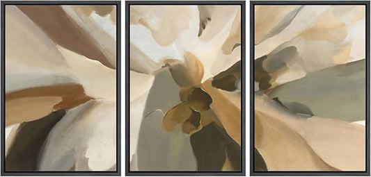 MUDECOR Framed Wall Art Print Set Minimalist Earthy Abstract Floral Illustrations Modern Art Boho Decorative Colorful Chic for Living Room, Bedroom, Office - 24"x36"x3 Black