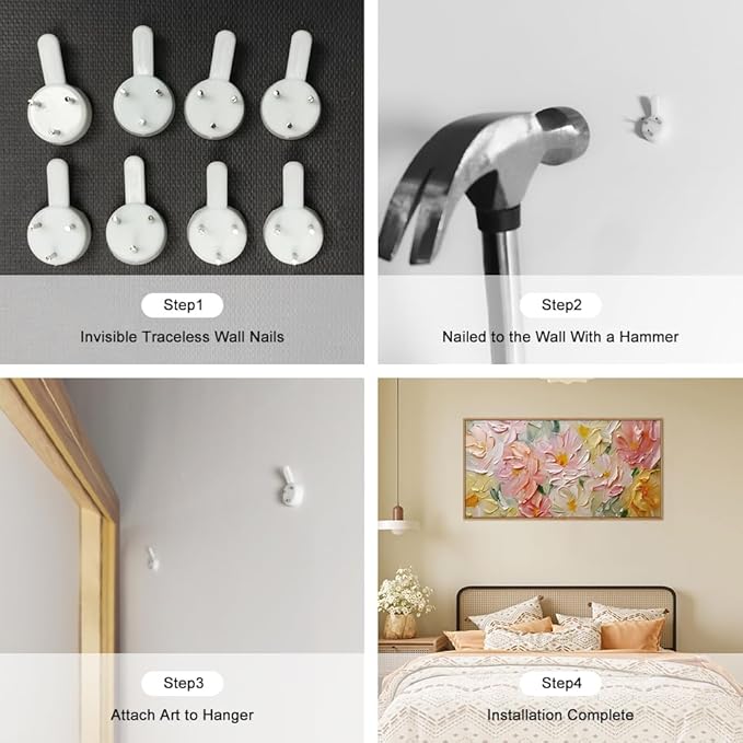 CHDITB Floral Wall Art, 20" X40” Large Watercolor Flower Textured Oil Painting, Modern Wildflower Wall Decor, Framed Canvas Flowers Artwork For Living Room Bedroom Office Girl Room Decoration