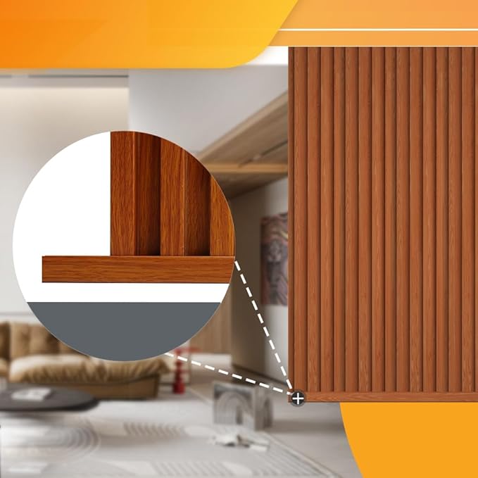 OUZUGIE 8-Pack 57 Inches, WPC Slat Wall Panel Trim,Corner Guard for High Grille (Teak)