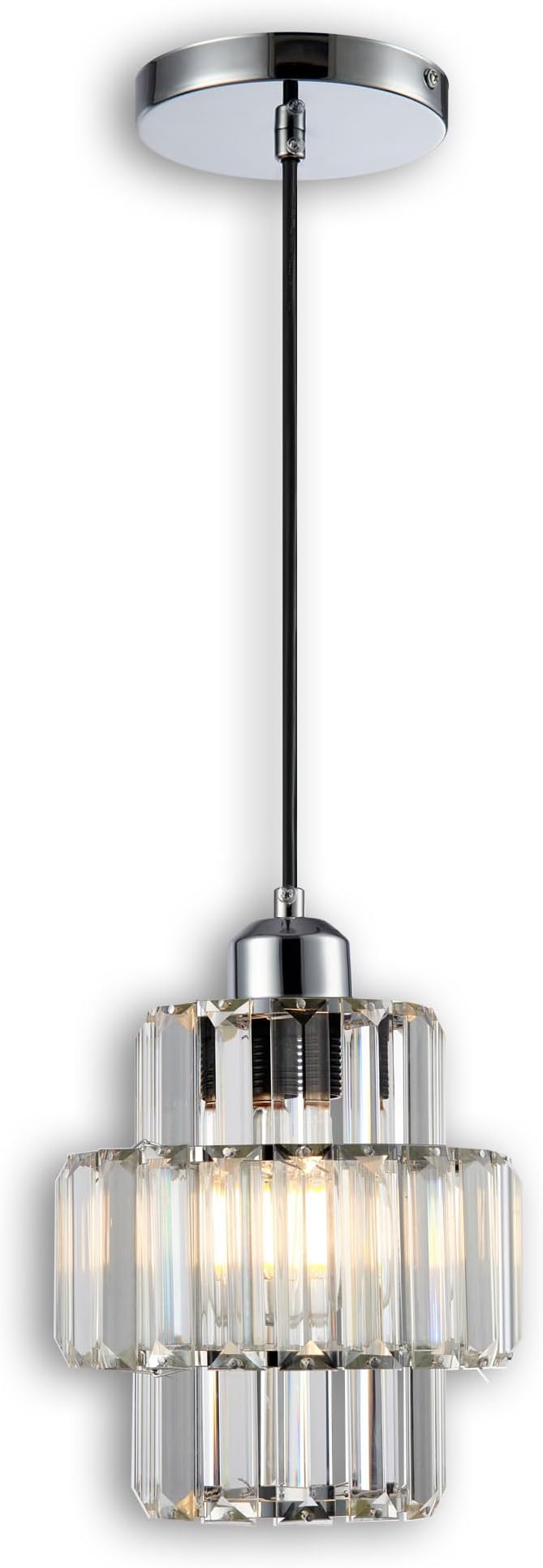 Modern Crystal Chandelier, 6"x7" Classic Crafted Pendant Light, Glass & Metal Hanging Light for Innovative Small Space Use in Dining Room, Kitchen Island, Bedroom, Living Room - Luminous