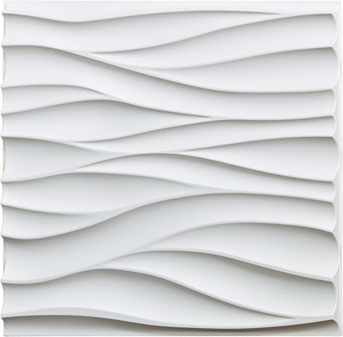 Art3d 19.7" x 19.7" (Pack Of 12) Wall Panel Wavy, White