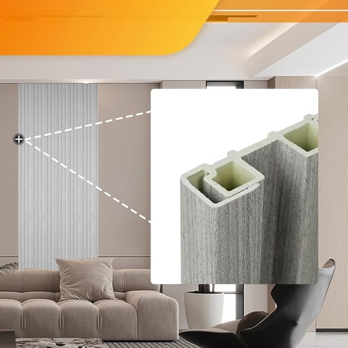 OUZUGIE 8-Pack 57 Inches, WPC Slat Wall Panel Trim,Corner Guard for High Grille (Grey)