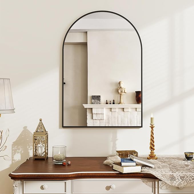 20x30 Arch Wall Mirror, Black Bathroom Mirrors for Over Sink, Metal Frame Wall Decor for Entryway, Bedroom, Living Room