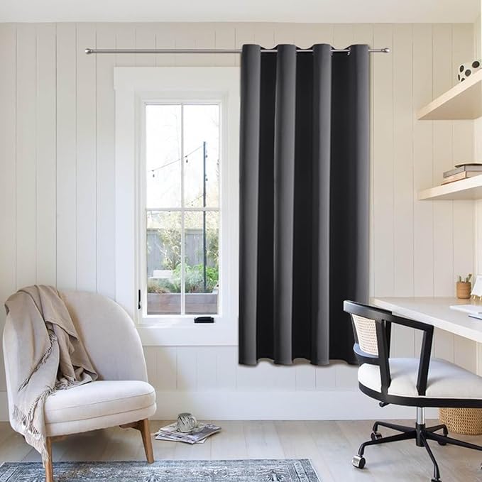 ChrisDowa Grommet Blackout Curtains for Bedroom - Thermal Insulated Room Darkening Curtains for Living Room (1 Panel Set, Dark Grey,52W x 45L)