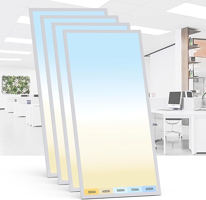 AIKVSXER 4 Pack 2x4 LED Flat Panel Light - Selectable 5 CCT 3000K-6500K & 5 Wattage 30-70W 7700Lm 0-10V Dimmable 2 x 4 led Drop Ceiling Light Fixture 120-277V for Commercial and Home