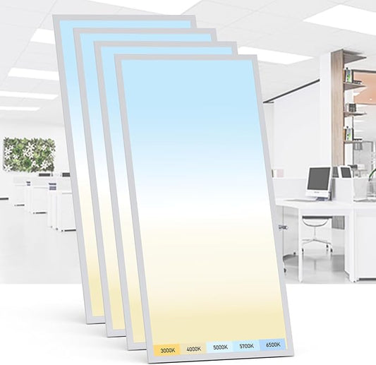 AIKVSXER 4 Pack 2x4 LED Flat Panel Light - Selectable 5 CCT 3000K-6500K & 5 Wattage 30-70W 7700Lm 0-10V Dimmable 2 x 4 led Drop Ceiling Light Fixture 120-277V for Commercial and Home
