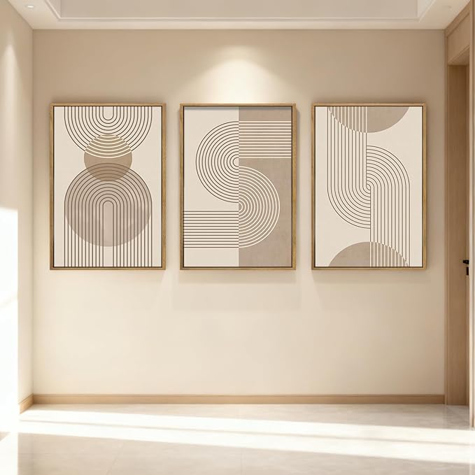Anyzal Neutral Boho Wall Art Minimalist Abstract Line Artwork for Living Room Bedroom Office 16x24 Inch Set of 3