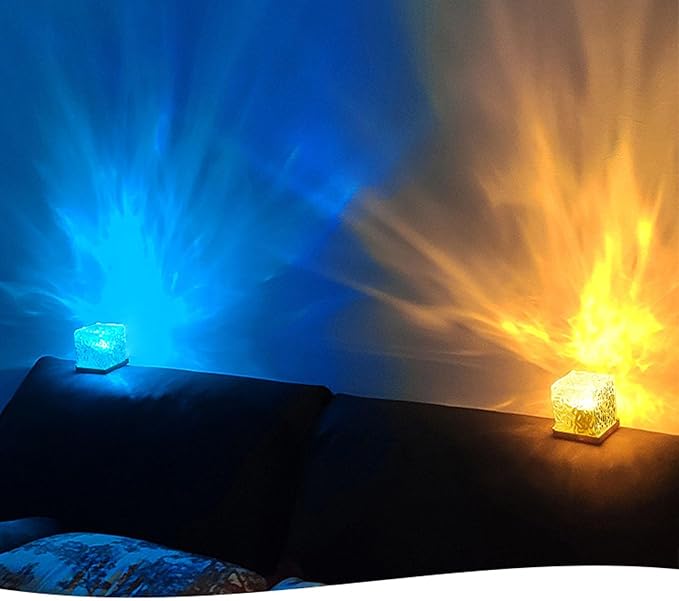 Aurora Dreamscape Projector, 3D Ripple Romantic Ambient Lighting, 16 Colors Rechargeable Aurora Light Projector & Mood Lighting Galaxy Lamp with Touch & Remote for Bedroom (16color, Plug-in)