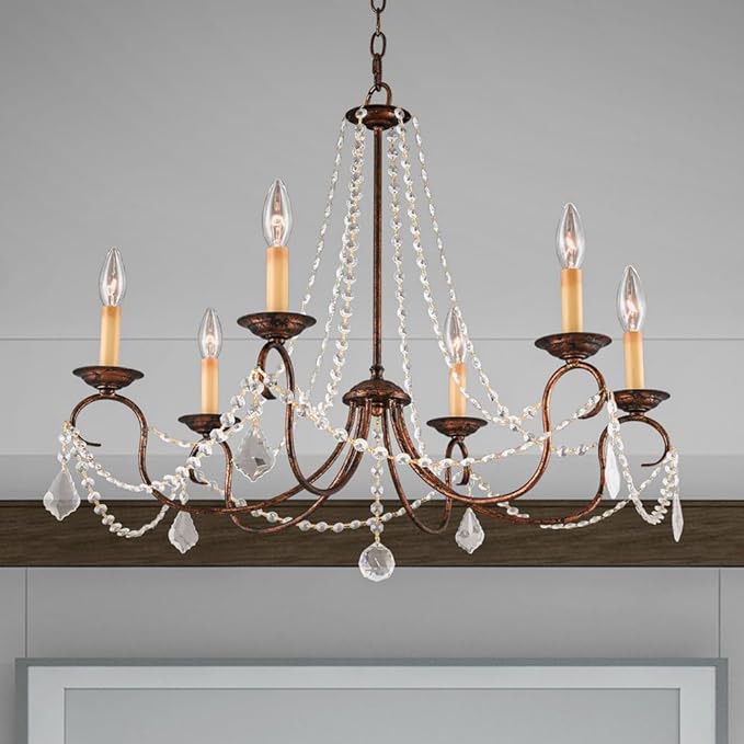Livex Lighting 6516-71 Pennington 6 Light Chandelier, Hand Applied Venetian Golden Bronze
