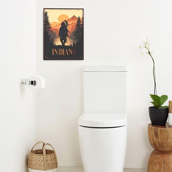 Native American Wall Art Indian Tribe Wall Decor Canvas Pictures Vintage Landscape Paintings Prints Traditional Artwork Framed Decorations For Bathroom Bedroom Living Room Office Gifts 16" x 20"