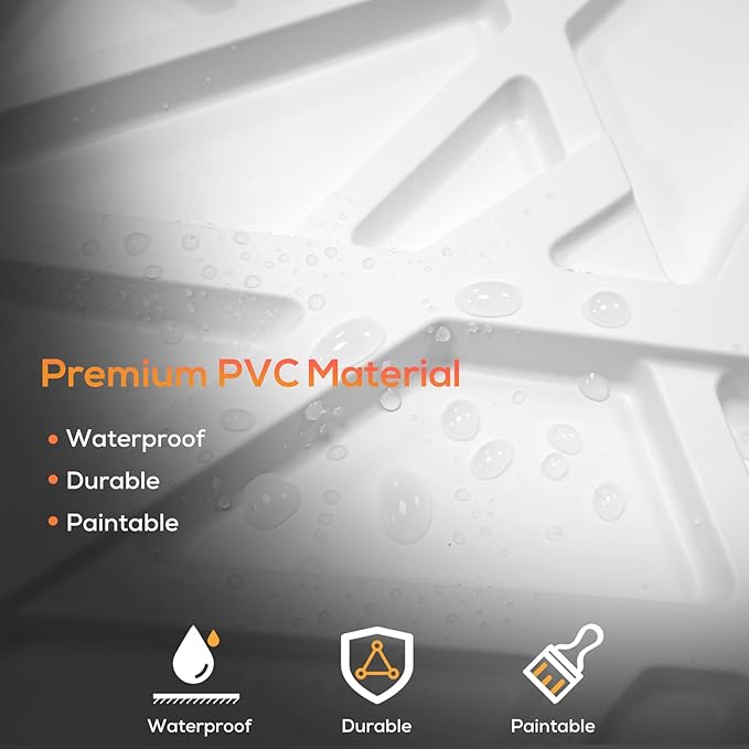 33 Pack 3D Wall Panels for Interior Wall Decor, 12''x12'' White Accent Textured Wall Panels, Wall Covering Panles for Living Room, Gaming Room, TV Background, Cover 32 Sq.Ft