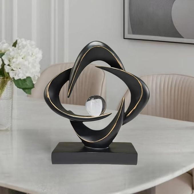 Abstract Sculpture Art Home Decor Accents Modern Decorative Objects for Living Room Shelf Coffee Table TV Stand Cabinet Office Decor Accents (Black)
