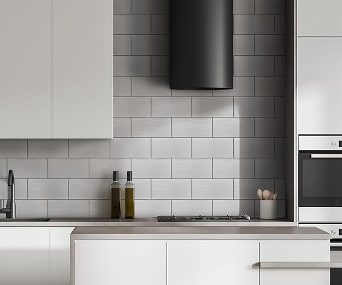 AULIGET Peel and Stick Backsplash Metal Tile, 6" x 12" Stick on Tiles for Backsplash Kitchen, Pack of 2