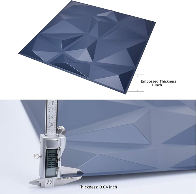 Art3d 19.7in x 19.7in (Pack Of 12) Wall Panel Diamond, Blue