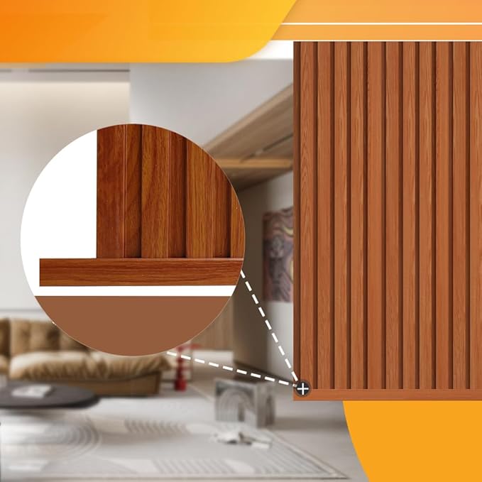 OUZUGIE 8-Pack 57 Inches, WPC Slat Wall Panel Trim,Corner Guard for Low Grille (Teak)