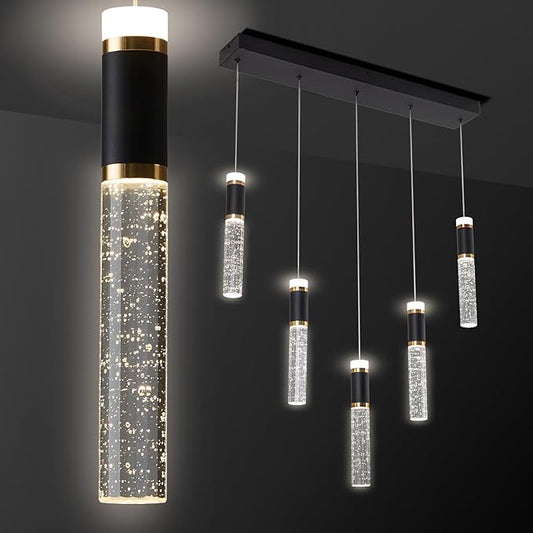 5-Light Modern LED Chandelier,Dimmable Hanging LED Pendant Light for Kitchen Dining Room Bedroom Kitchen Island Cafe