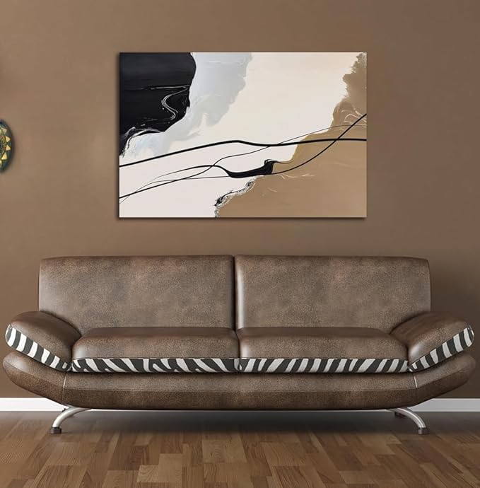 Abstract Wall Art Canvas Decor Large Abstract Art Paintings for Living Room Brown and Grey Fantasy Graffiti Pictures for Home Bedroom Kitchen Decorations (32x48inches)