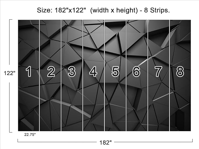 Cliouar-Black Geometric Figures 3D Wallpaper Mural 182" x 122"(Not Self-Adhesive)