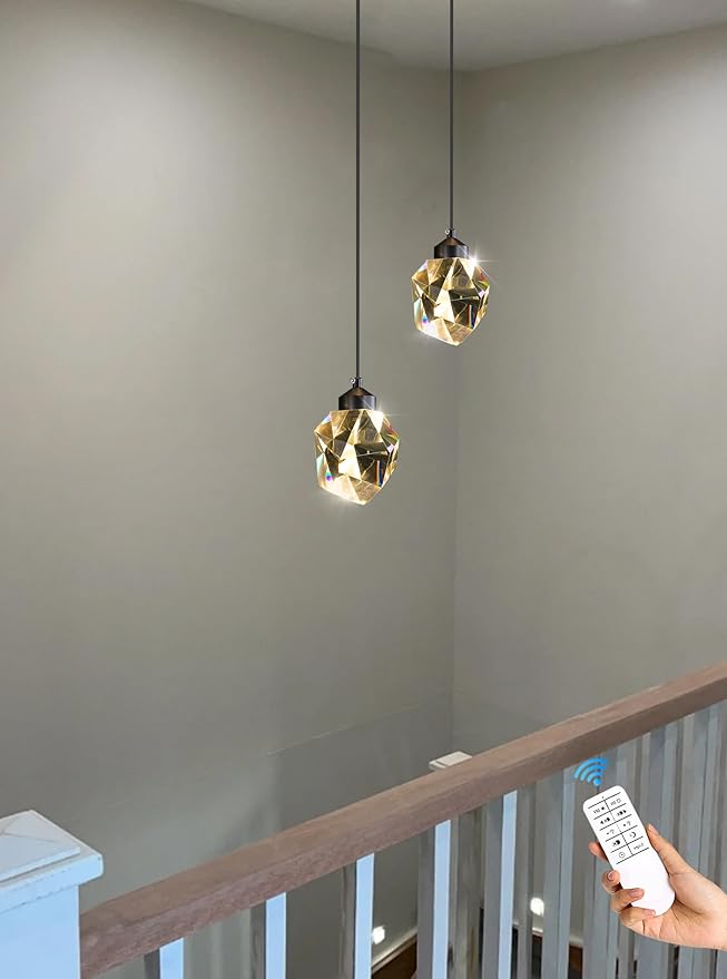 Modern Pendant Lights Kitchen Island, Mini Black Pendant Light, Led Small Crystal Chandelier for Dining Room 3000K-6000k,5W