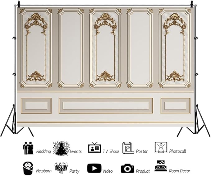 Leyiyi 12x10ft European Style Vintage Room Inside Backdrop European Frame Modern House Classic French Castle Cementery Wall Retro Style Photo Background Cowboy Kids Birthday Portrait Studio Props