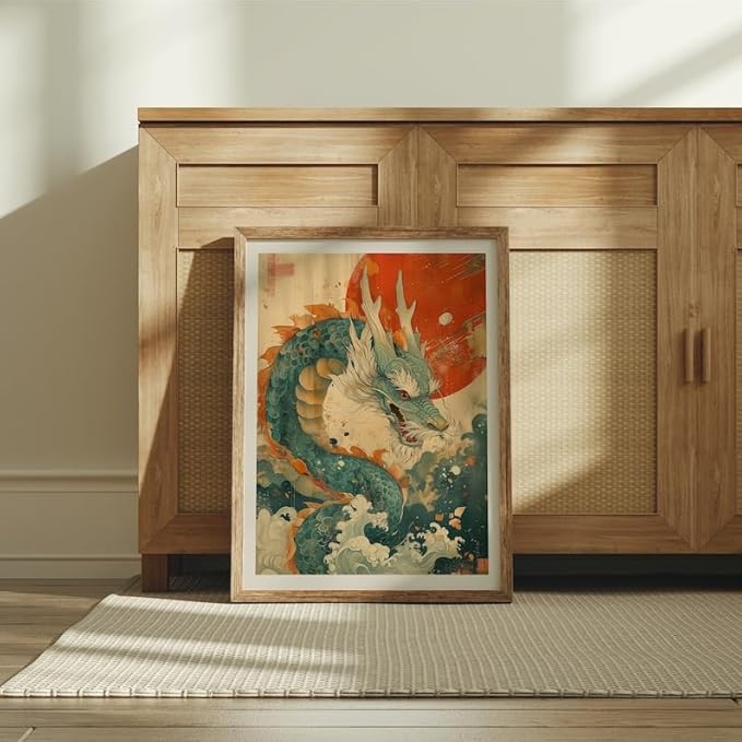 Japanese Dragon Poster, Traditional Asian Mythical Creature Wall Art Print, Zen Home Decor for Living Room, Bedroom or Office, Unique Gift for Dragon Lovers (Unframed) (20x30)