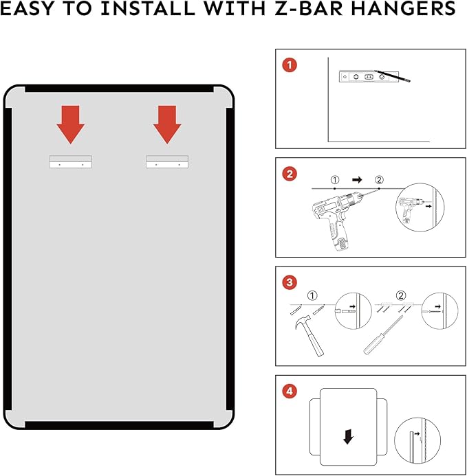 Kosmonia 36x24 Bathroom Vanity Mirror for Wall, Aluminum Framed, Farmhouse Rectangle, Anti-Rust, HD Reflection Anti-Desilvering, Distortion Free, Tempered and Shatter-Proof Wall Mounted Mirror, Black
