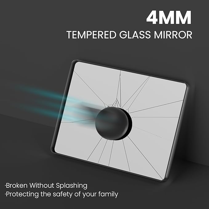 Black Bathroom Mirror 55X30 Inch, Black Metal Framed Mirror for Wall, Rounded Rectangle Matte Bathroom Vanity Mirror with Tempered Glass, Anti-Rust, Horizontal/Vertical