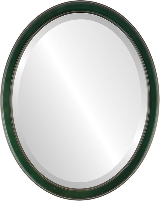 OVALCREST Oval Beveled Wall Mirror for Home Decor - Toronto Style - Hunter Green - 22" x 18"