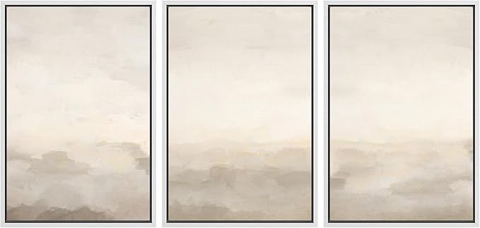 MUDECOR Framed Canvas Print Wall Art Abstract Prints Minimalist Modern Art Neutral Home Decor for Bedroom - 24"x36"x3 White