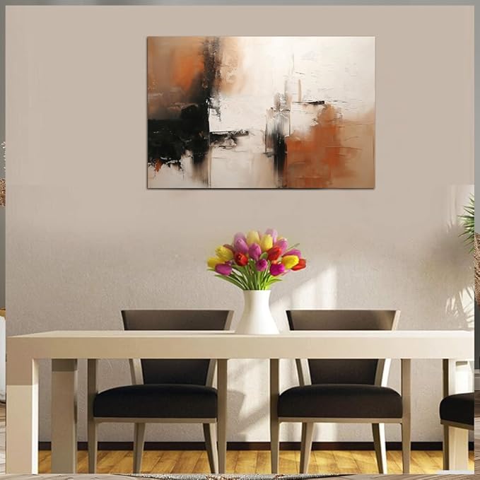 Black and White Canvas Wall Art Decor for Living Room Abstract Wall Art Pictures for Bedroom Brown Artwork Painting Large Modern Canvas Print for Home Office Decorations, Ready to Hang