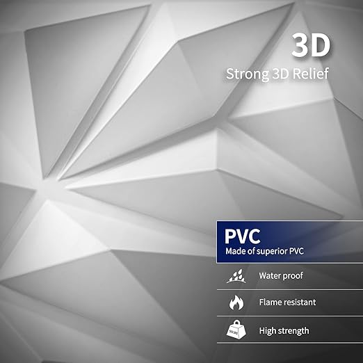 Art3dwallpanels 33 Pack 3D Wall Panel for Interior Wall Décor, PVC Textured Wall Panels, Modern 3D Wallpaper, White