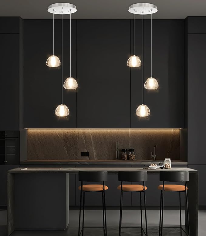 Modern Chandelier Crystal Pendant Light for Kitchen Island Dining Room Bedroom Hallway Silver