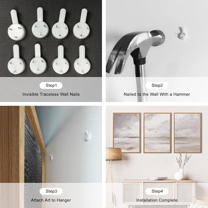 Large Neutral Abstract Framed Canvas Wall Art Set,Minimalist Gray and Beige Pastel Wall Decor,Modern Nature Misty Textured Art Painting for Living Room,Bedroom-16 x24 x3