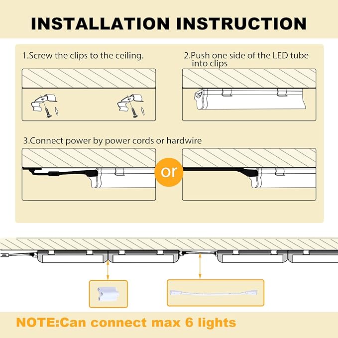 12 Pack T8 Led 4FT 60W Integrated V Shaped Shop Light,Linkable White Daylight 6000k LED Strip Lights Fixture for Garage, Indoor Tube Light for Living Room with On/Off Switch Cable Clear Cover