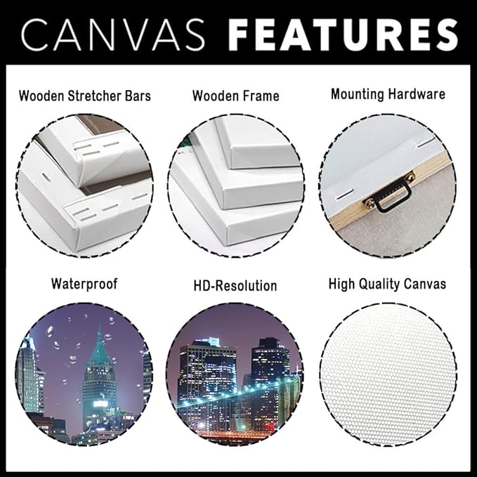 NAN Wind 1PCS New York City Skyline Canvas Wall Art Brooklyn Bridge at Sunset Golden Hour Manhattan Cityscape Pictures Canvas Artwork East River Reflection Modern Urban Home Decor Living Room Office