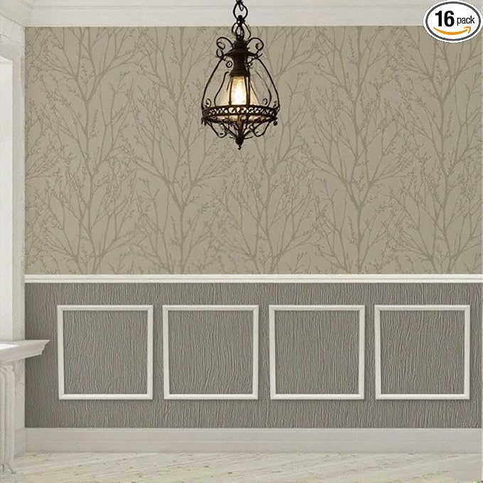 4 Sets Pre-Cut Wainscoting Panels 16”x16” Picture Frame Molding Peel and Stick Wall Molding kit Self Adhesive Molding Trim for Walls (40x40cm)