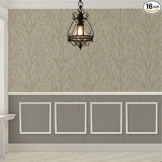 4 Sets Pre-Cut Wainscoting Panels 16”x16” Picture Frame Molding Peel and Stick Wall Molding kit Self Adhesive Molding Trim for Walls (40x40cm)