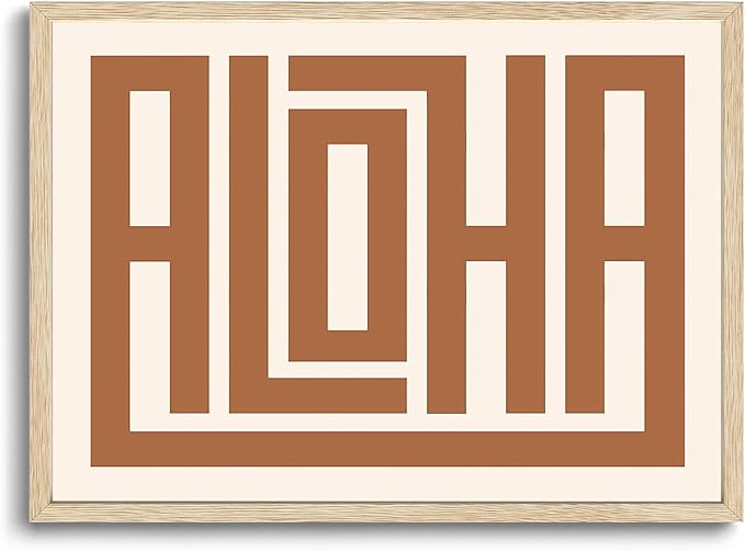 KISSFOX Western Wood Framed Wall Art Decor Aloha Modern Farmhouse Pictures Paintings Wall Decor Mid Century Southwest Canvas Art Prints Typography Artwork For Bedroom Kitchen Office Living Room