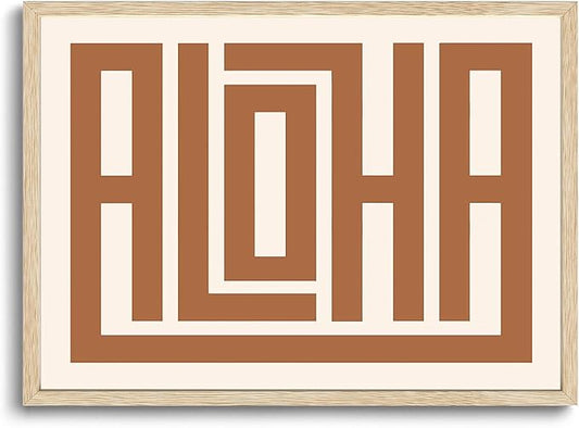 KISSFOX Western Wood Framed Wall Art Decor Aloha Modern Farmhouse Pictures Paintings Wall Decor Mid Century Southwest Canvas Art Prints Typography Artwork For Bedroom Kitchen Office Living Room
