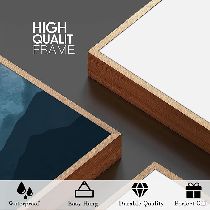 BINCUE Large Blue Mountain Wall Art Fog Blue Ridge Mountains Artwork for Living Room Bedroom Office 24" Lx36 W Set of 3