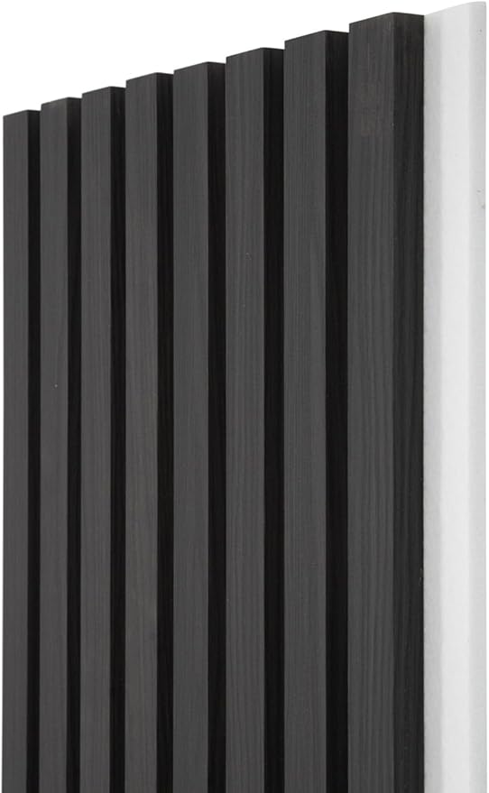 94" x 12.6" 3D Acoustic Slat Wood Wall Panels | Modern Sound-Dampening & Eco-Friendly Design (2-Piece Set) (Midnight Oak)