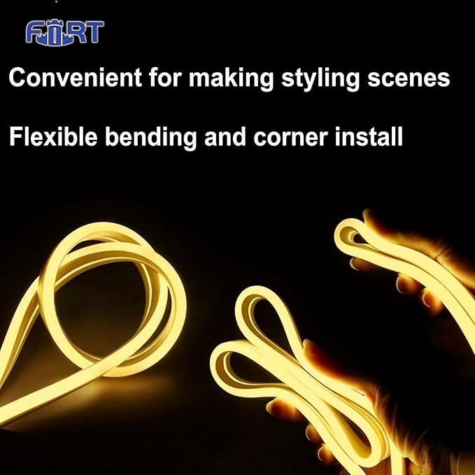 LED Neon Rope Lights 32.8FT 10M 120V AC Plug-in LED Strip Lights Connectable Waterproof Led Light Strip for Indoor/Outdoor Use, Warm White Neon Lights for Party Wedding Home Decoration ETL