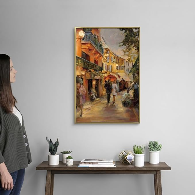 CANVAS ON DEMAND Evening in Paris Canvas Wall Art Print by Marilyn Hageman, Traditional, Home Decor, Street Scene Artwork, Nature Artwork, 20" x30in