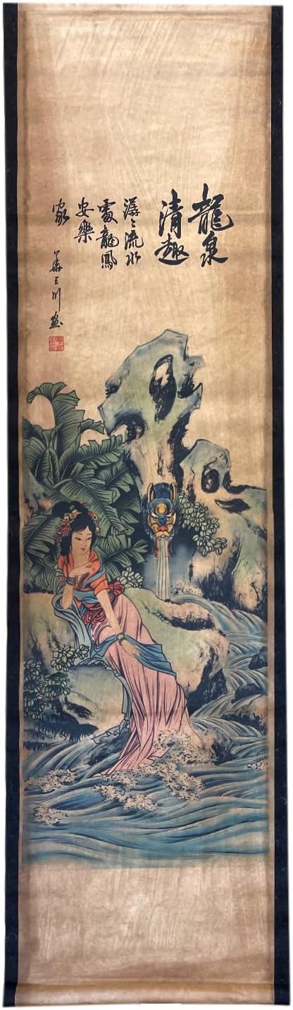 CIFIBIFUN Wall Flying Apsaras Traditional Art Prints Posters Painting Vintage Style,4 Panels Super Large Home Decorative Wall (Super Old Aging Paper, B Japan Painting)