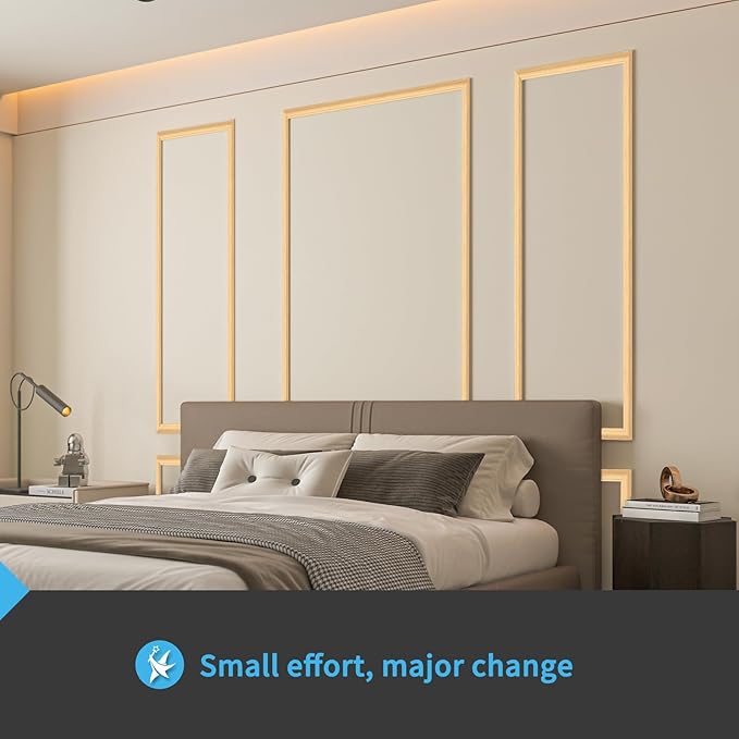 Art3d Pre-Cut Wall Molding Set of 6 pcs, Ready-to-Assemble Wainscoting Panels for Interior Wall Décor Living Room Bedroom Accent Wall - Installed with Glue, 3 Top 3 Bottom, Oak