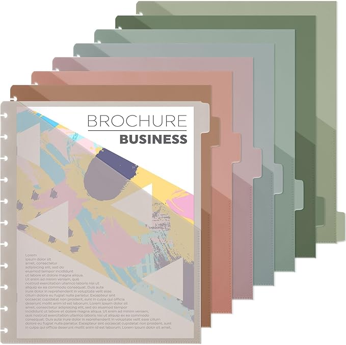 8 Pcs Discbound Pocket Dividers 8.5 x 11 with Tabs and Pockets 8 Tab Discbound Pocket Folders Letter Size DiscBound Binder Dividers Plastic Disc Planner Supplies for Business School Office(Boho)